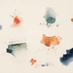 Illustration aquarellée des engagements d’Indigraphe, composée de formes singulières réunies par une trace continue symbolisant une promesse éditoriale durable.